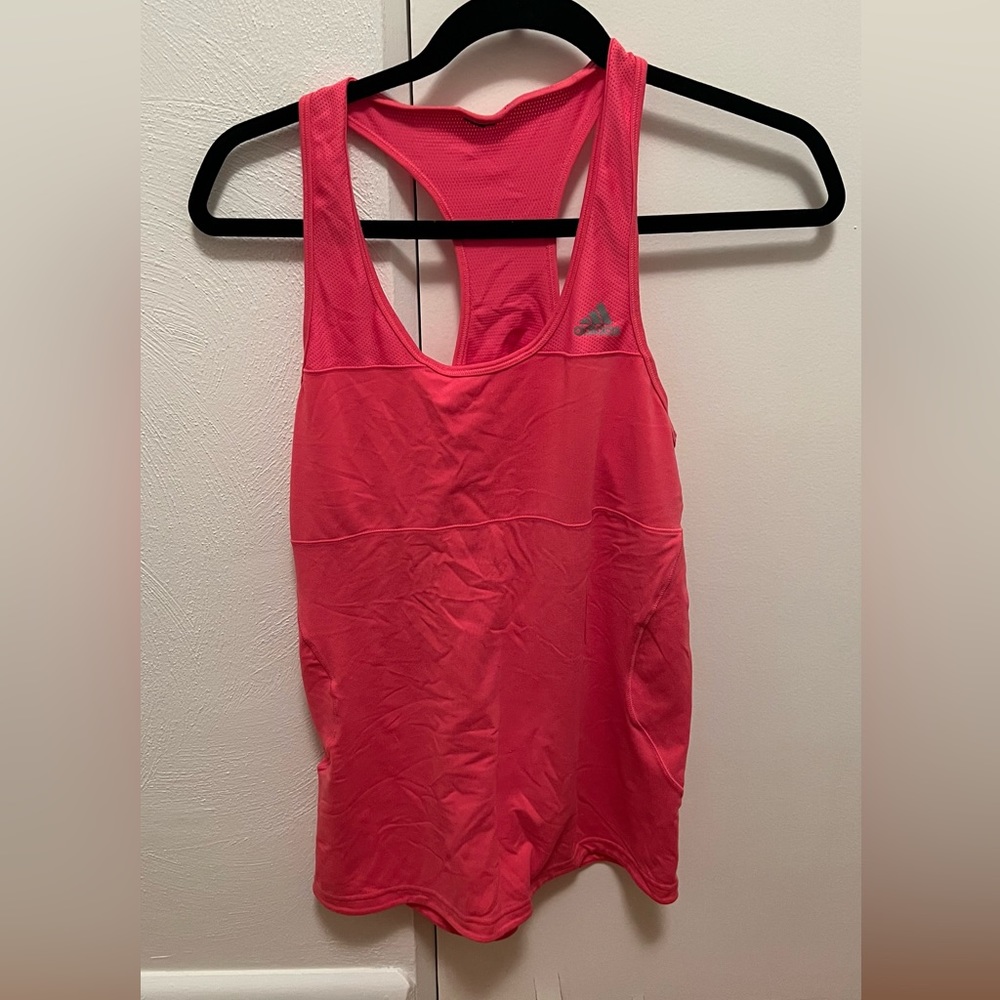 Pink Adidas Running Work Out Tank with Key Hole Back